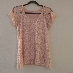 Rosey Pink Lace Tee